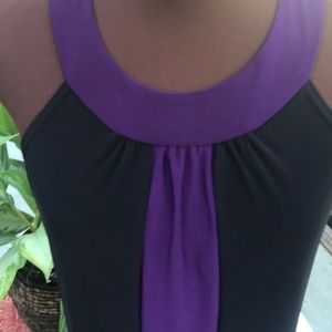 Elegant Purple and Black Midi Dress
